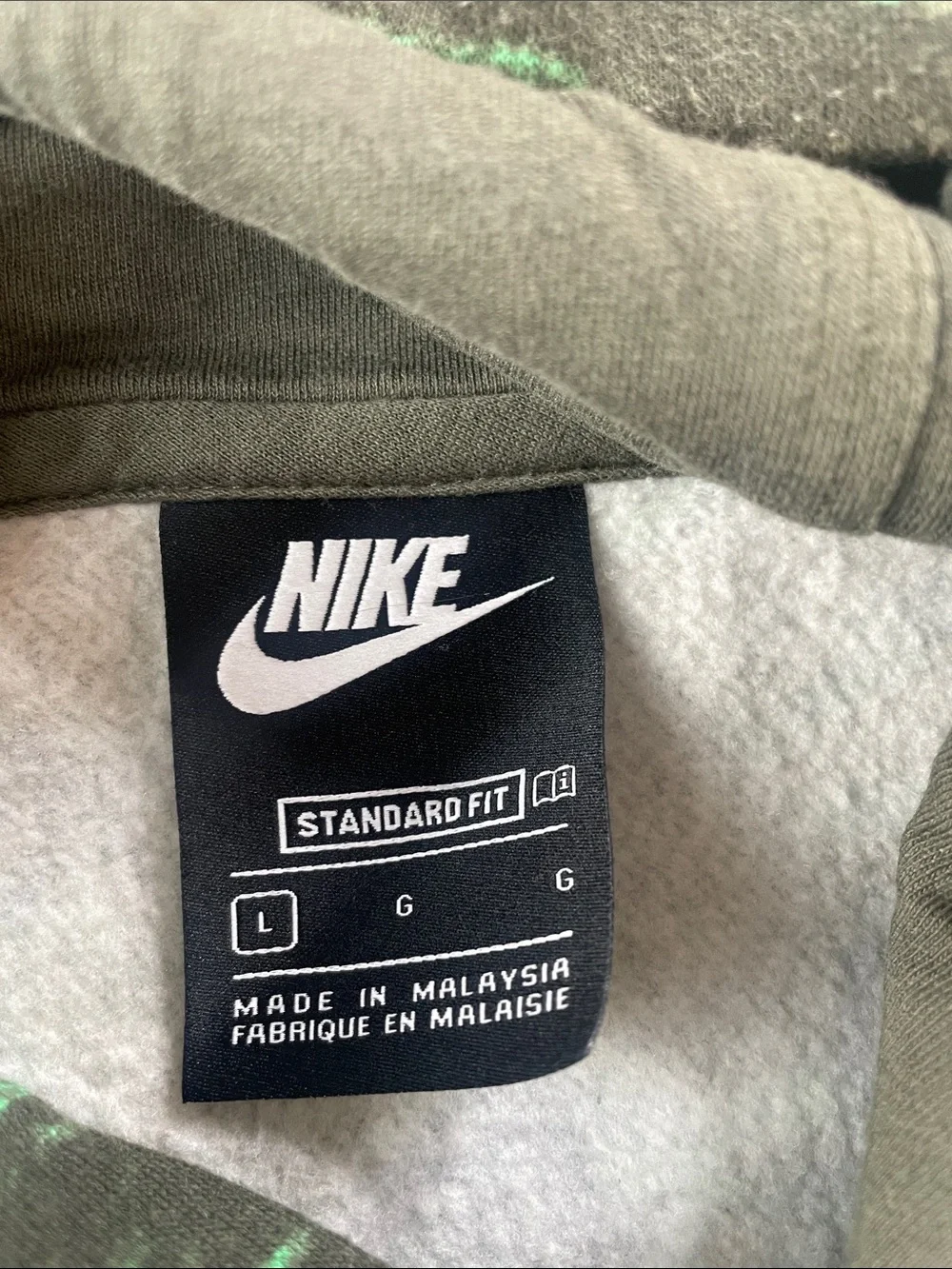 Nike Green Camo Pullover Hoodie with Green Logo
